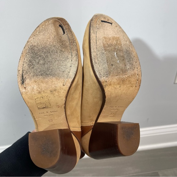 Rag & Bone Kenny Nubuck Ankle Strap Slide Camel 37 7 Boho Western Southwestern - Picture 14 of 16